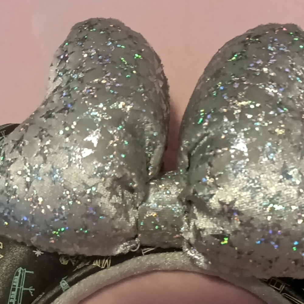 Disney Silver Glitter Minnie Mouse Ears Headband - Picture 6 of 6